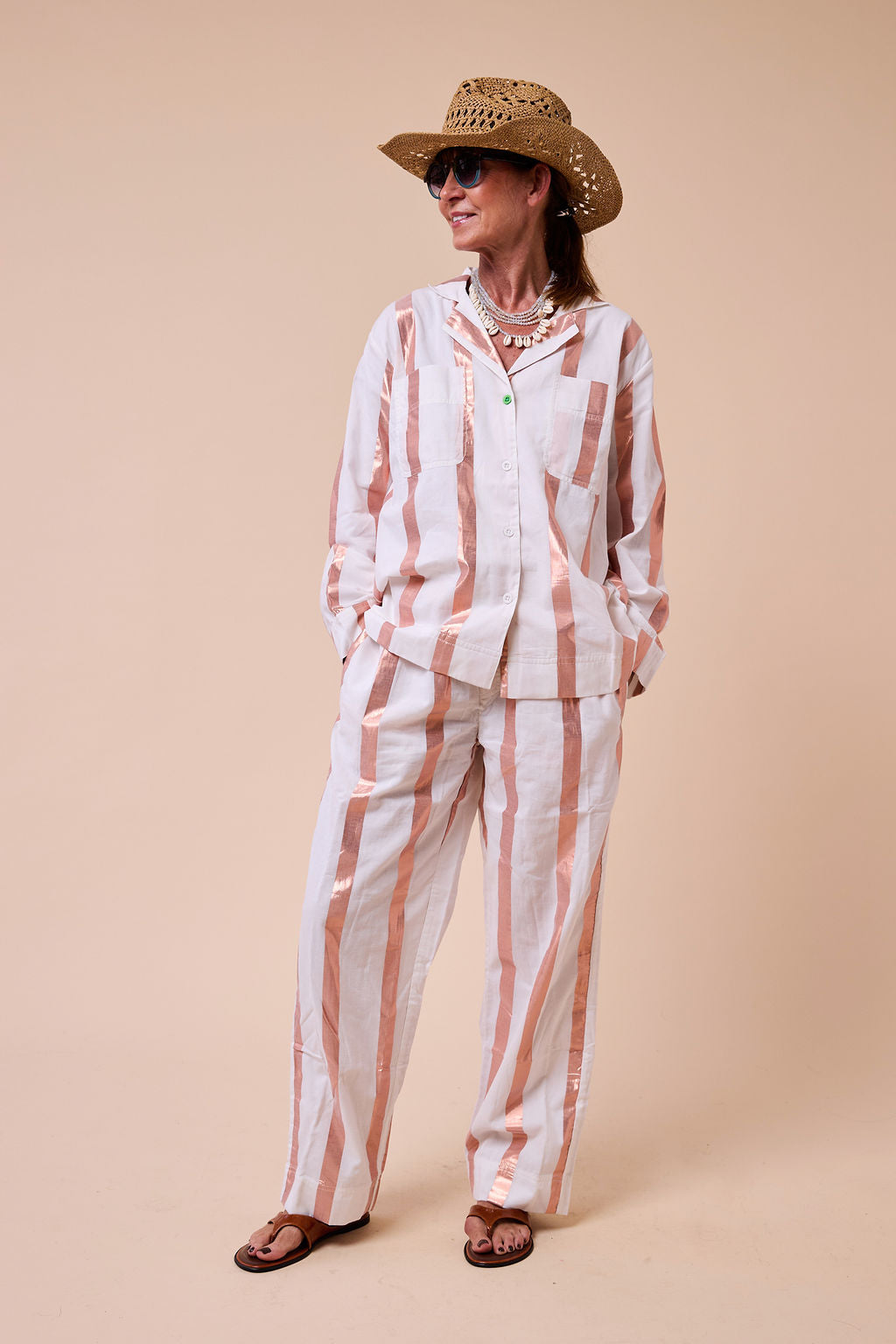 Goddess Stripe Day-j Set - Milk