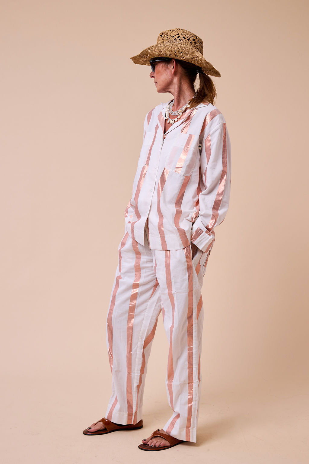 Goddess Stripe Day-j Set - Milk